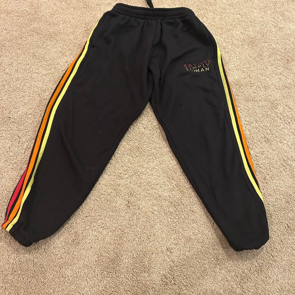 Black Sweatpants with Multicolor Stripes